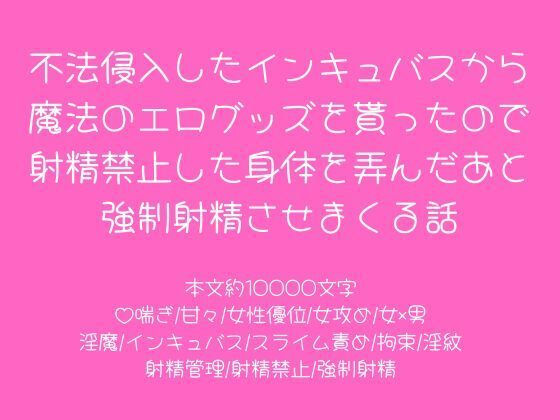 不法侵入したインキュバスから魔法のエログッズを貰ったので射精禁止した身体を弄んだあと強●射精させまくる話｜d_713202